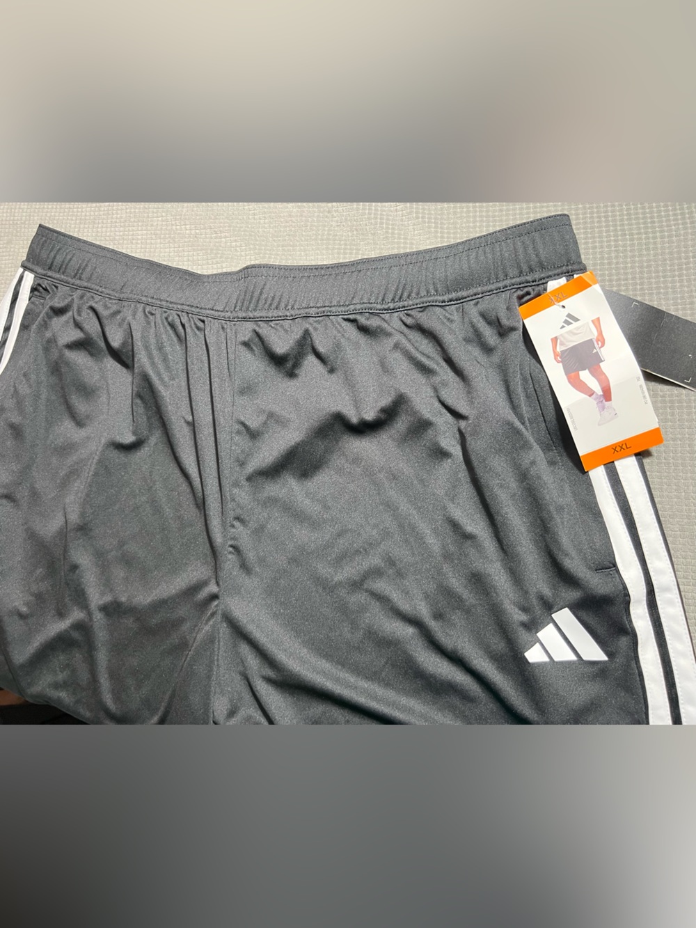 adidas Men’s Black Athletic Shorts with White Three-Stripes